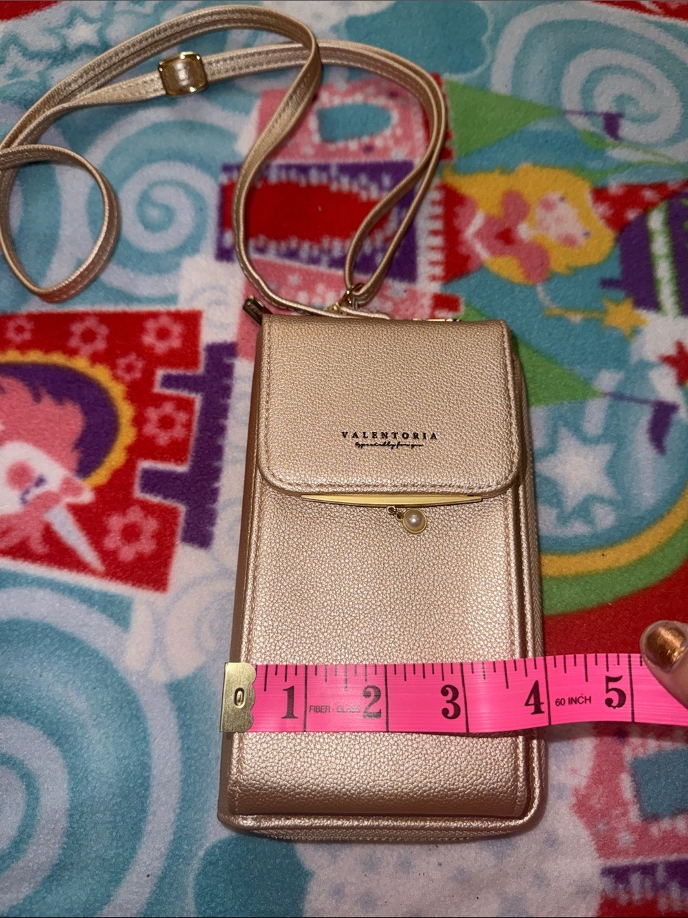 Metallic Gold Crossbody Phone Pouch with Strap